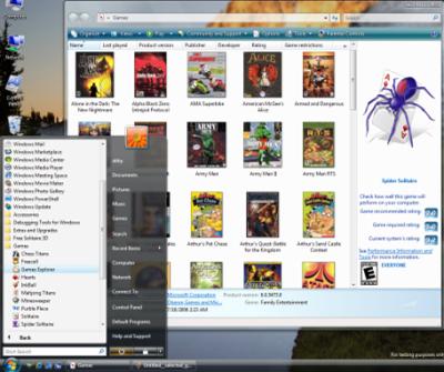 Windows Vista Games Explorer